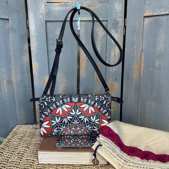 Tory Burch Handbags - Tory Burch Kerrington Wallet Clutch Crossbody Tory Navy/Pottery NWOT